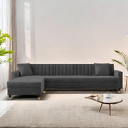 Dark Grey L-Shaped Sofa with Chaise | Modern Sectional Sofa