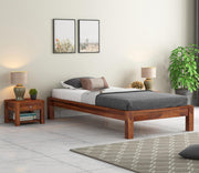 ONIJA Sheesham Wood Single Size Bed Without Storage