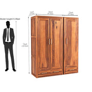 onija Solid Sheesham Wood Wardrobe Space Saving with 3 Door & 3 Drawer
