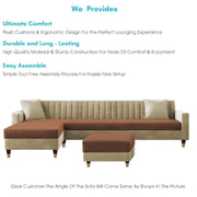 L-Shaped Sofa Set – Beige & Brown