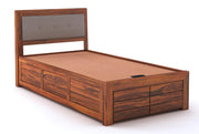Lorveth Sheesham Wood Single Bed With Storage (Honey Finish)