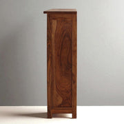 Solid Wood Cane Door Bookcase Cabinet with Drawer