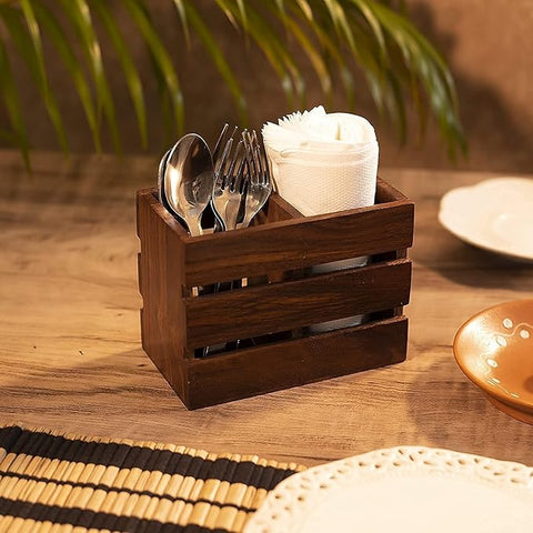 ONIJA Wooden Office Wooden Storage Holder Stand for Pen/Pencil/TV Remote Control/Stationery/Mobile Phone with Tissue Holder Best Gift Item