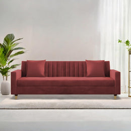 ONIJA Modern 3 Seater Sofa – Maroon Velvet