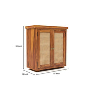 ONIJA Sheesham Wood Storage Cabinet with Natural Cane Doors