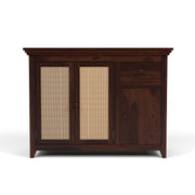ONIJA Solid Sheesham Wood Sideboard Cabinet with Rattan Cane Doors