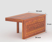 Onija Wooden Coffee Table with Carved Panel & Bench