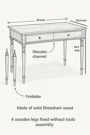 ONIJA Wood Study Desk With 2 Drawers