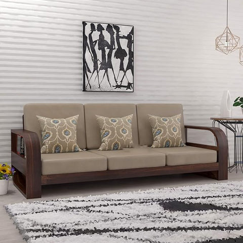ONIJA Sheesham Wood 5 Seater Sofa for Living Room Bedroom Hall Home Office Wooden 5 Seater Sofa Furniture (Walnut Finish)
