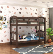 Wooden Bunk Bed with Ladder & Safety Rails