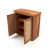 ONIJA Sheesham Wood Storage Cabinet with Natural Cane Doors