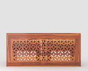 Navryx Sheesham Wood Center Table With Stools (Natural Finish)