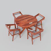 Onija Premium Round Wooden Dining Table Set 4 Seater | Dining Furniture