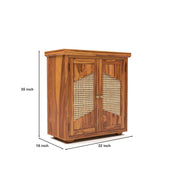 ONIJA Sheesham Wood Storage Cabinet with Natural Cane Doors