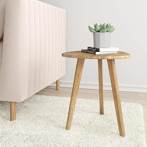 ONIJA Furnelift Sheesham Wood Triangle Nightstand Side Table for Bedroom Living Room
