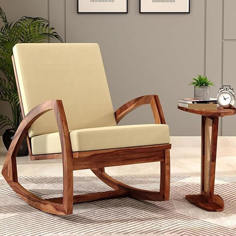 ONIJA Sheesham Wood Rocking Chair for Adults, Wooden Rocking Chair (Rocking Chair) (Honey)