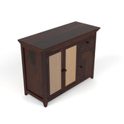 ONIJA Solid Sheesham Wood Sideboard Cabinet with Rattan Cane Doors