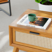 onija Solid Wood Jasper Coffee Table with Storage, Accent Rattan Design, Good Choice for Living Room