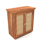 ONIJA Sheesham Wood Storage Cabinet with Natural Cane Doors