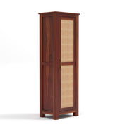 onija Solid Sheesham Wood Wardrobe Cabinet 1  Cane Rattan Door