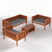 Wooden 7 Seater Sofa Set with Coffee Table