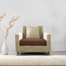 Cream & Brown Accent Chair | Modern Living Room Chair