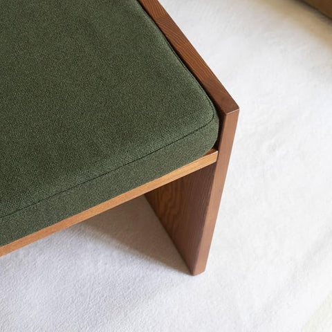ONIJA Stool/Seat/Ottoman/Bench in Solid Sheesham Wood Stool with Cushion | Sitting Chair with Foam seat (Green)
