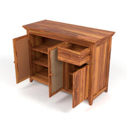 ONIJA Solid Sheesham Wood Sideboard Cabinet with Rattan Cane Doors