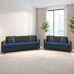 3+2 Seater Sofa Set – Blue & Grey