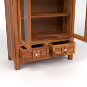 ONIJA Sheesham Wood Book Cabinet with Acrylic Glass Doors