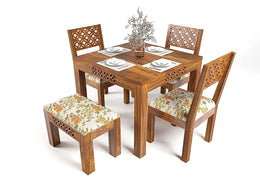 Wooden Dining Table Set with 4 Chairs