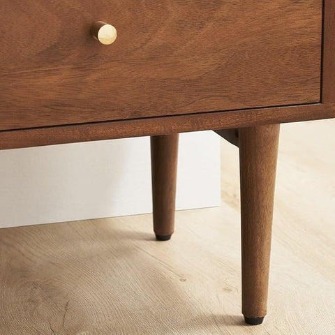 ONIJA  Sheesham Wooden Bedside End Table Decorative Side Tables with 2 Drawer Storage for Bedroom Living Room Hotel