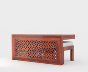 Navryx Sheesham Wood Center Table With Stools (Honey Finish)