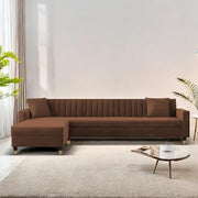 Brown L-Shaped Sofa with Chaise | Modern Sectional Sofa