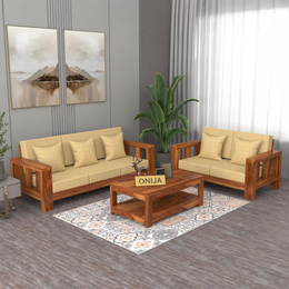 ONIJA  Sheesham Wood Sofa Set 5 Seater Finish: Honey