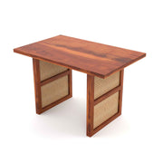 ONIJA Solid Wood Scane Dining Set with Cane Back Chairs 6 Seater