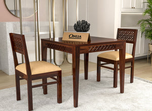 Thravis Sheesham Wood Dining Set 2 Seater (Walnut Finish)