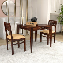 Thravis Sheesham Wood Dining Set 2 Seater (Walnut Finish)