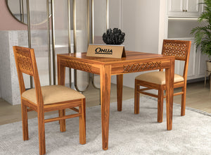 Thravis Sheesham Wood Dining Set 2 Seater (Honey Finish)