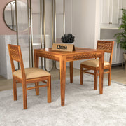 Thravis Sheesham Wood Dining Set 2 Seater (Honey Finish)