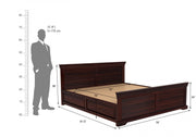 Lavorian Sheesham Wood King Size Bed With Storage (Walnut Finish)
