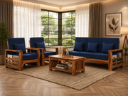 ONIJA Solid Sheesham Wooden 5 Seater Sofa Set for Living Room, 3+1+1 Seater Sofa Sets Honey Finish