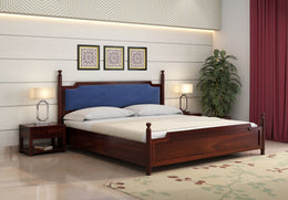 Veyon Sheesham Wood King Size Bed Without Storage (Walnut Finish)