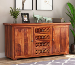 Remthor Sheesham Wood Cabinet and Sideboard (Honey Finish)