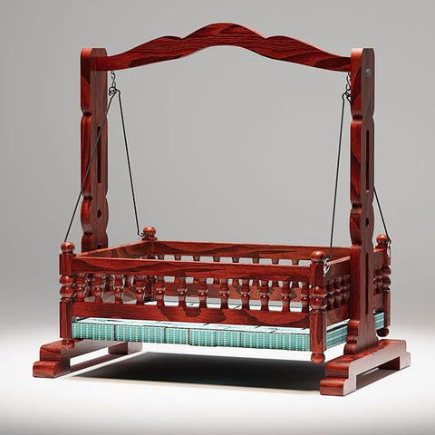 ONIJA Wooden Baby Cradle | Sheesham Wood Foldable Palna | Handmade Newborn Kid Jhula, Multifunctional Crib/Cot, Bed, Rocker