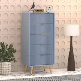 Pravyan HDMR Premium Wood Chest Of Drawer (Slate Blue)
