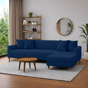 Modern Navy Blue L-Shaped Sectional Sofa