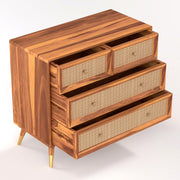 ONIJA Solid Sheesham Wood Rattan Chest of Drawer
