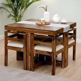 onija  Sheesham Wood Accent 4 Seater Dining Table Set