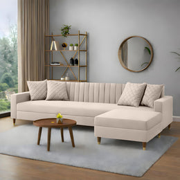 Modern Cream L-Shaped Sectional Sofa